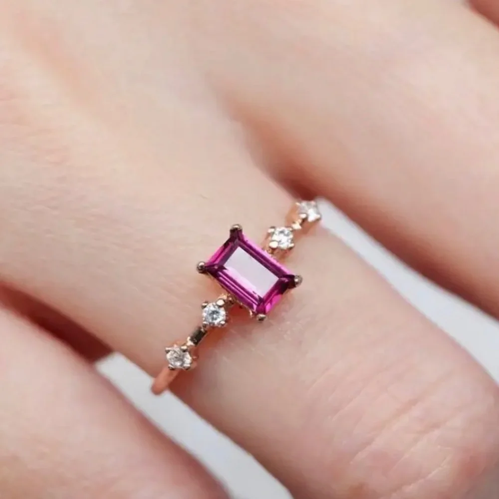 Sweet Rhodolite garnet with cz 14k clad size 7